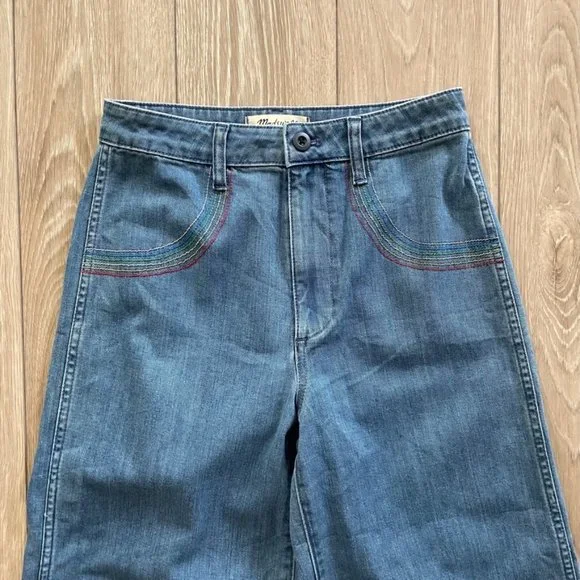 MADEWELL | Emmett Wide Leg Crop Jeans Rainbow Stitched Edition - Picture 3 of 13